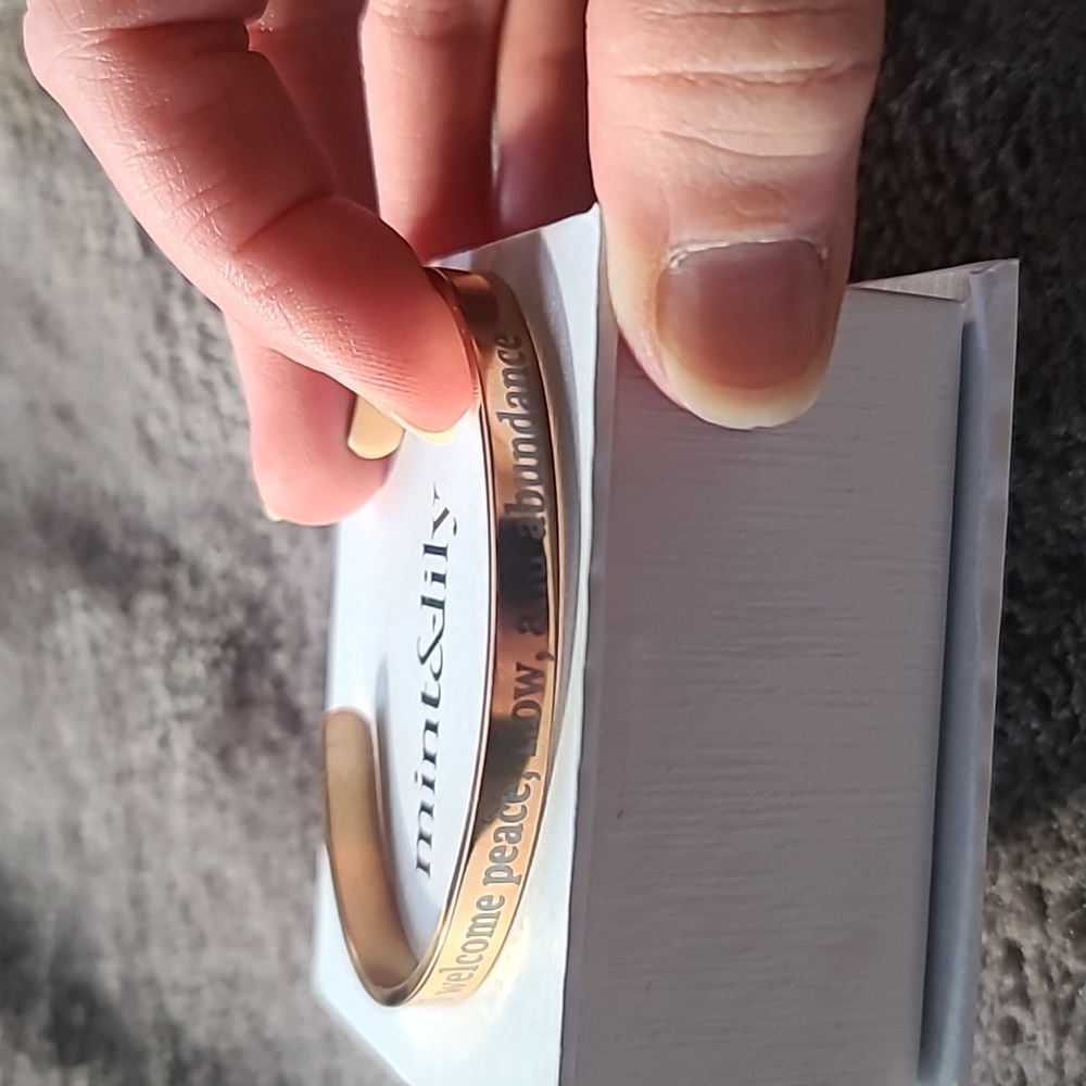 Mint and lily rose gold cuff bracelet